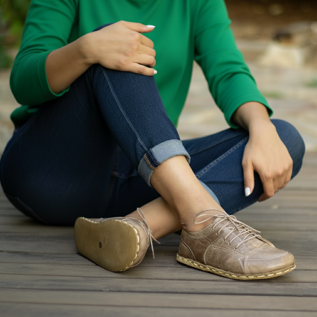 Women Barefoot Light Brown Sneakers