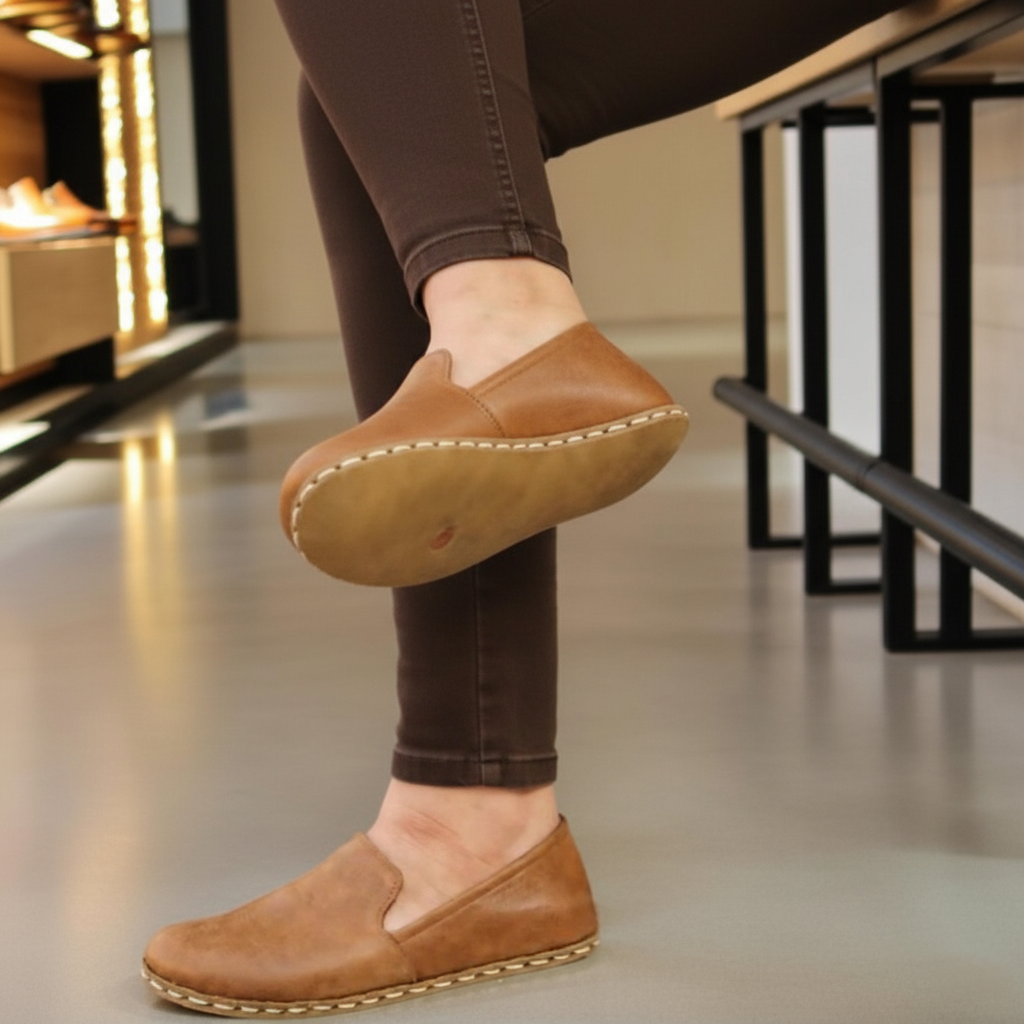 Women Barefoot Matte Brown Loafers