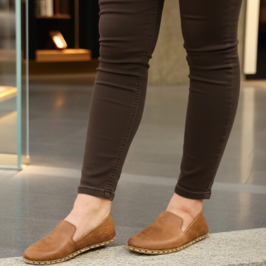 Women Barefoot Matte Brown Loafers