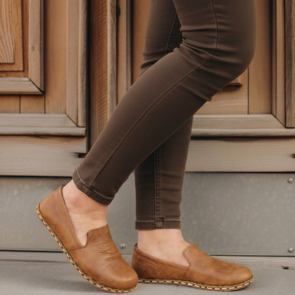 Women Barefoot Matte Brown Loafers