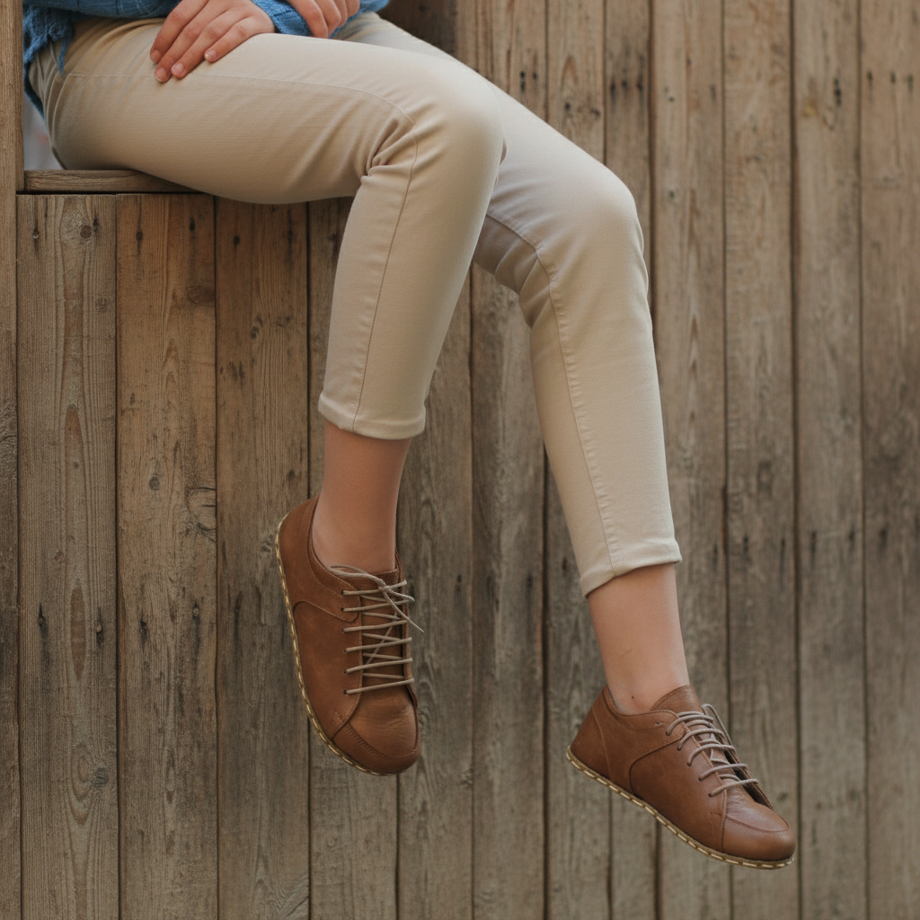 Women Barefoot Matte Brown Sneakers