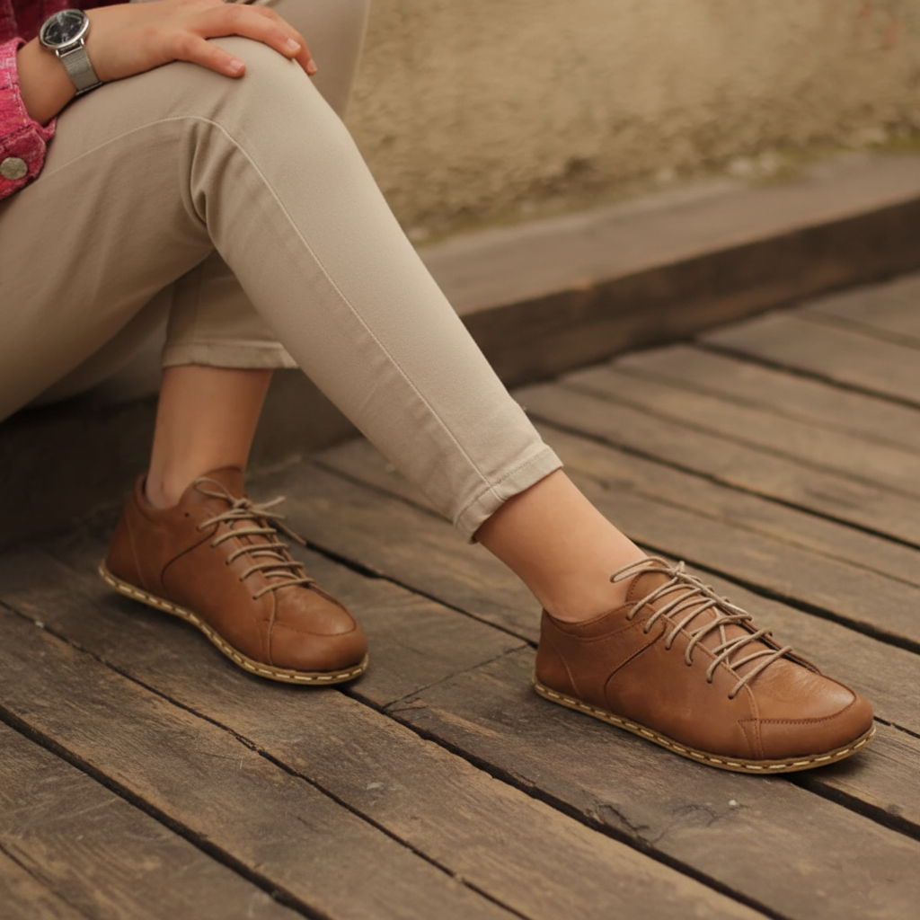 Women Barefoot Matte Brown Sneakers
