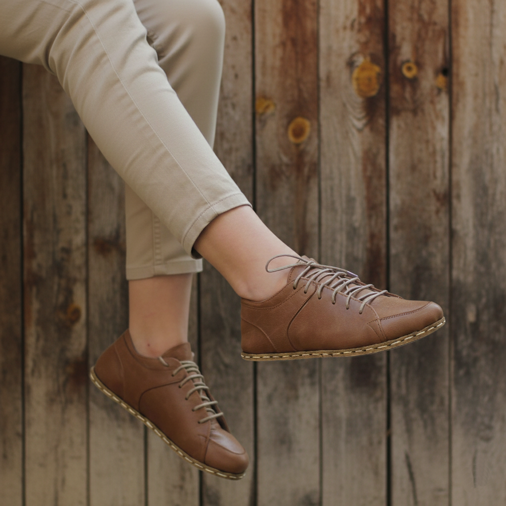 Women Barefoot Matte Brown Sneakers