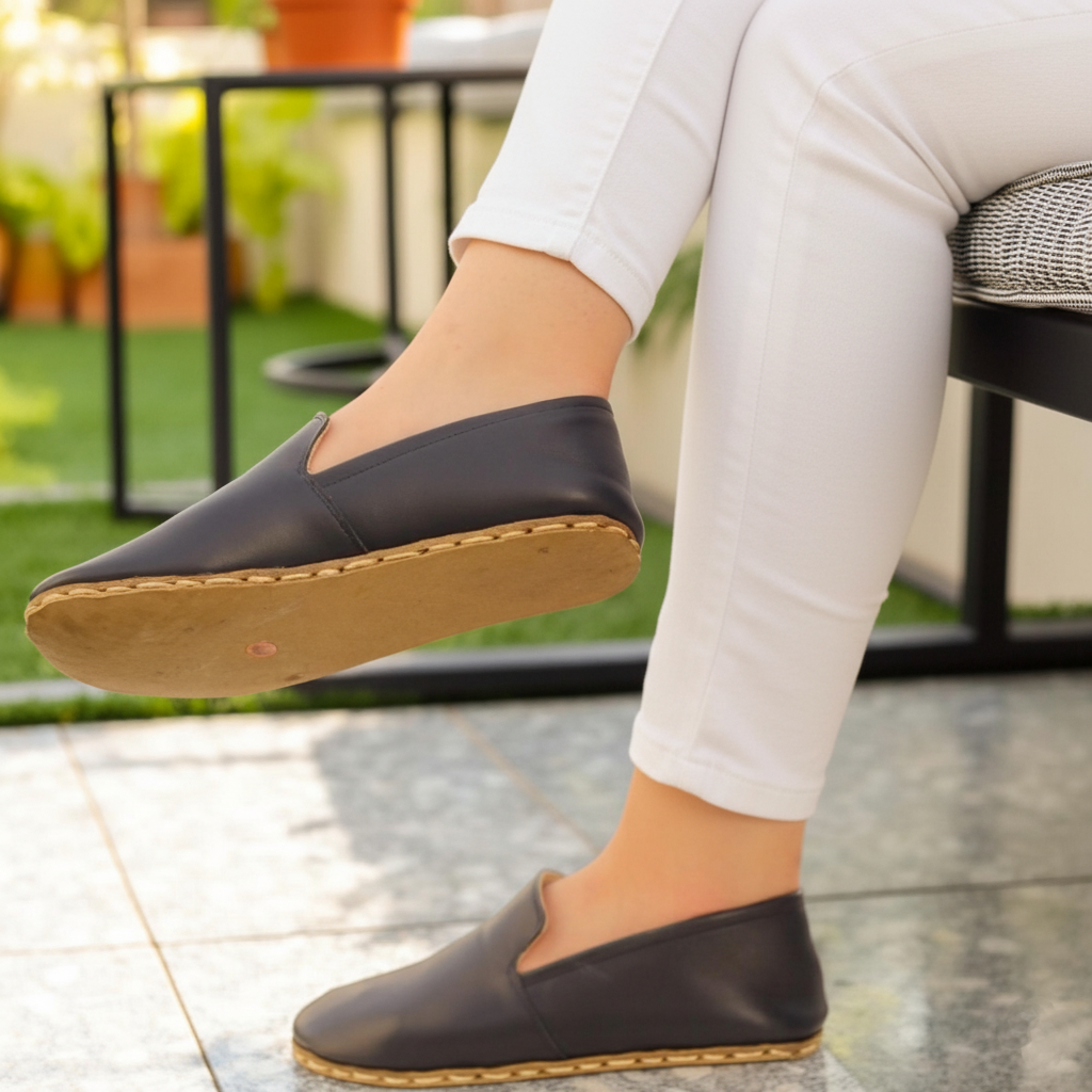 Women Barefoot Navy Blue Loafers