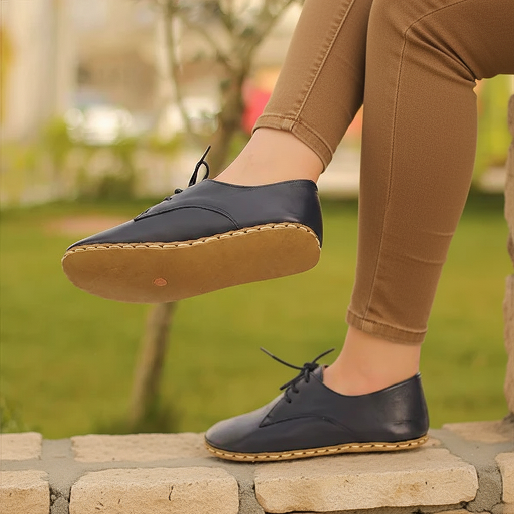 Women Barefoot Navy Blue Oxford Shoes