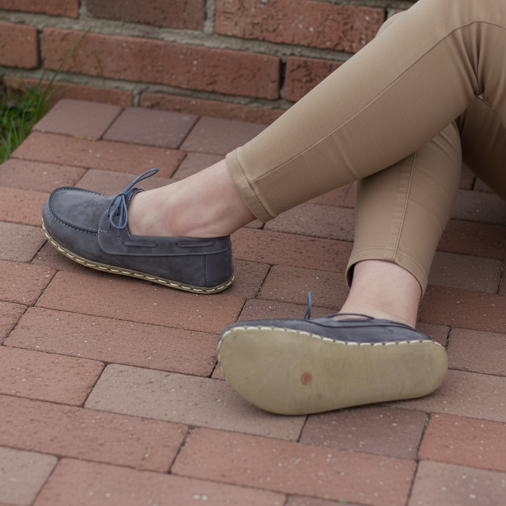 Women Barefoot Nubuck Gray Boat Shoes