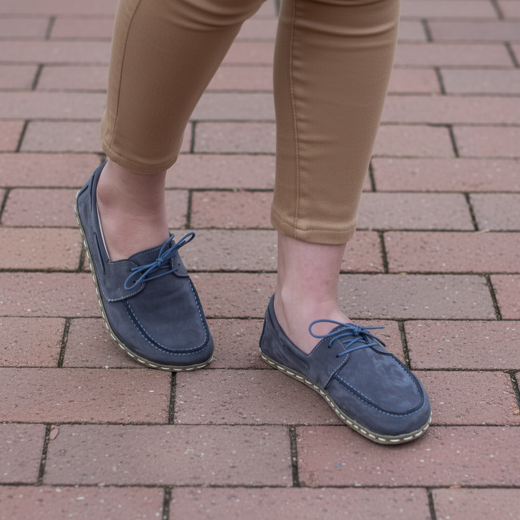 Women Barefoot Nubuck Gray Boat Shoes