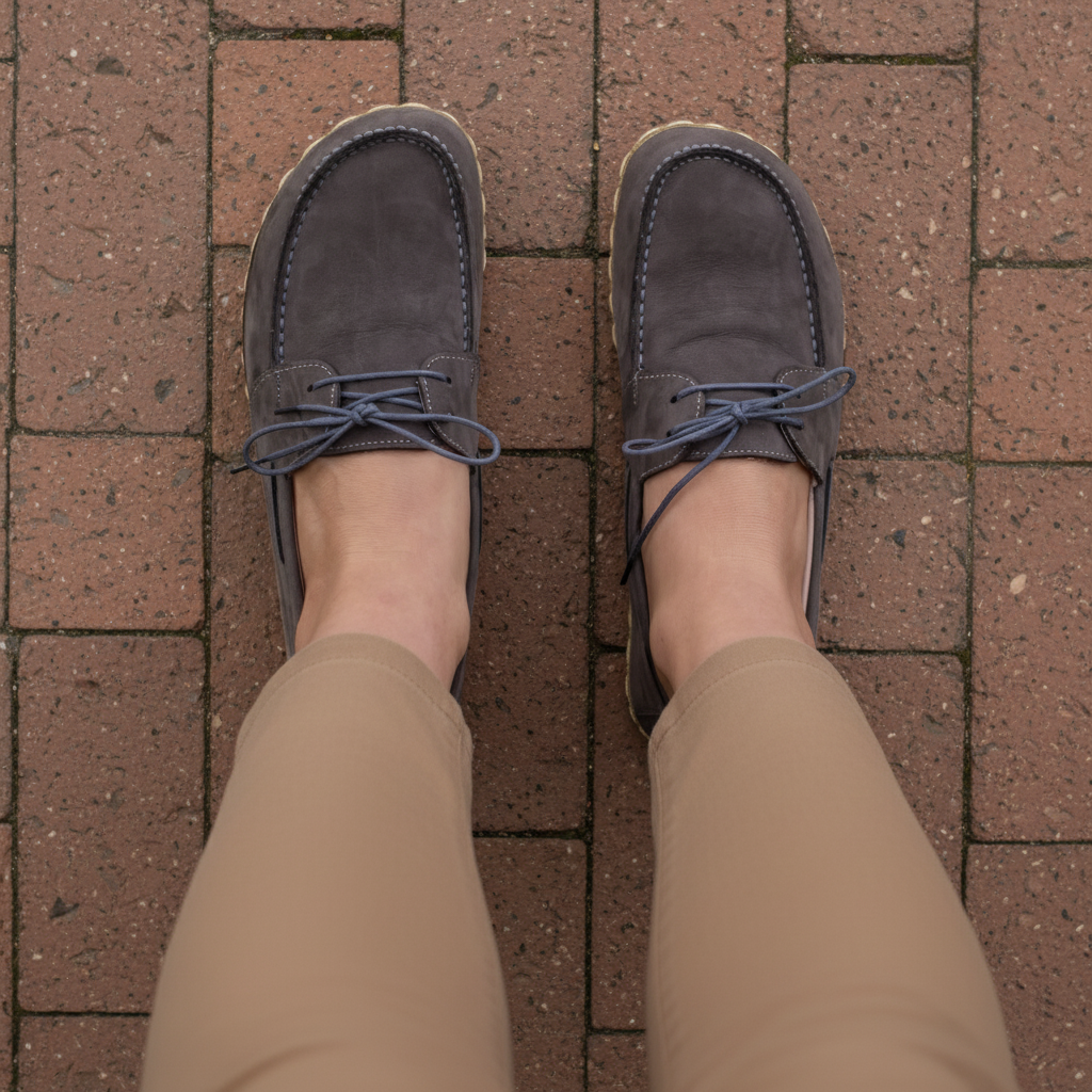 Women Barefoot Nubuck Gray Boat Shoes