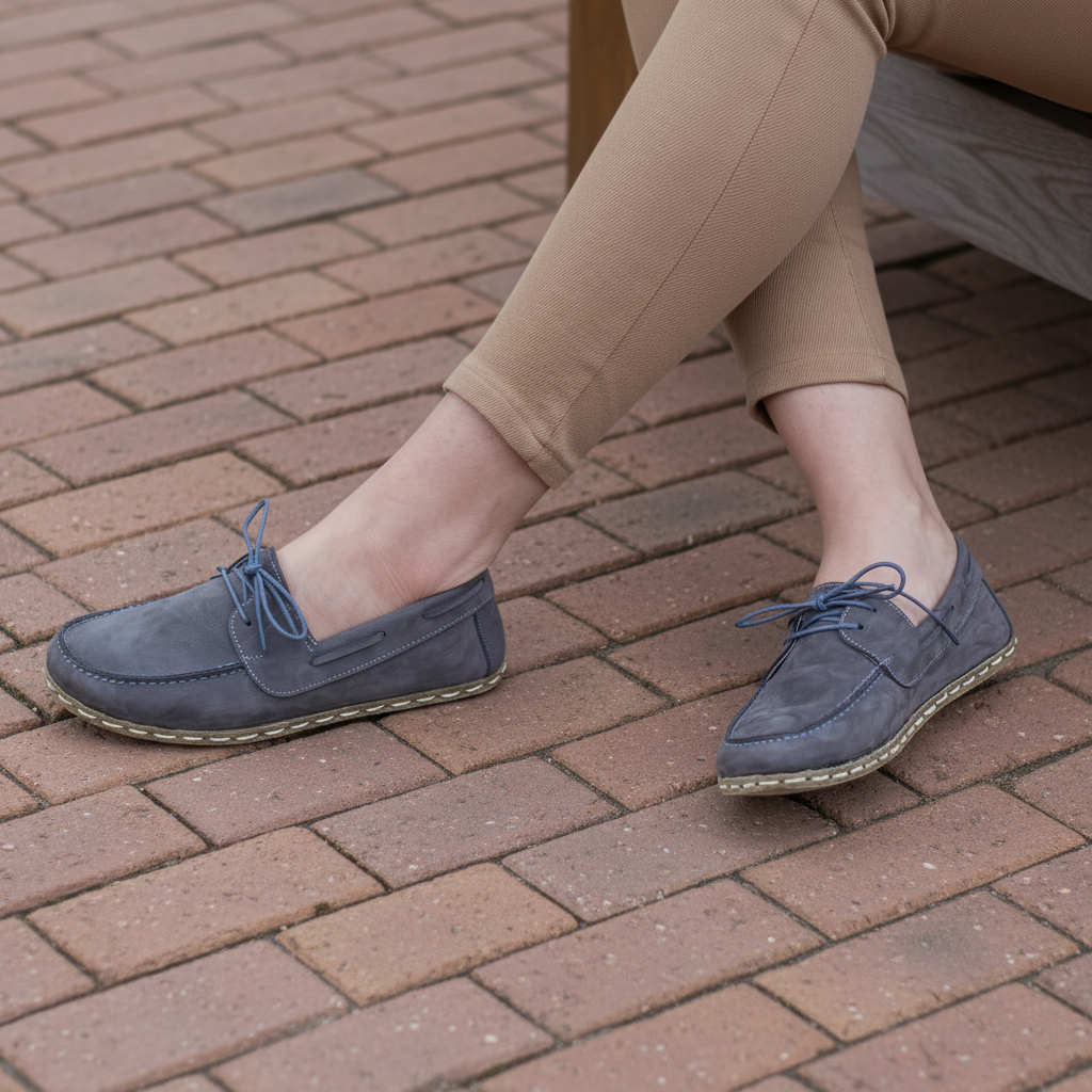 Women Barefoot Nubuck Gray Boat Shoes