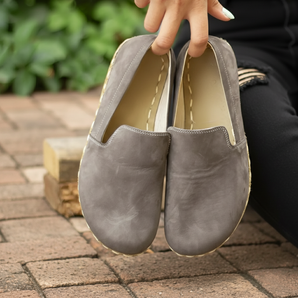 Women Barefoot Nubuck Gray Loafers