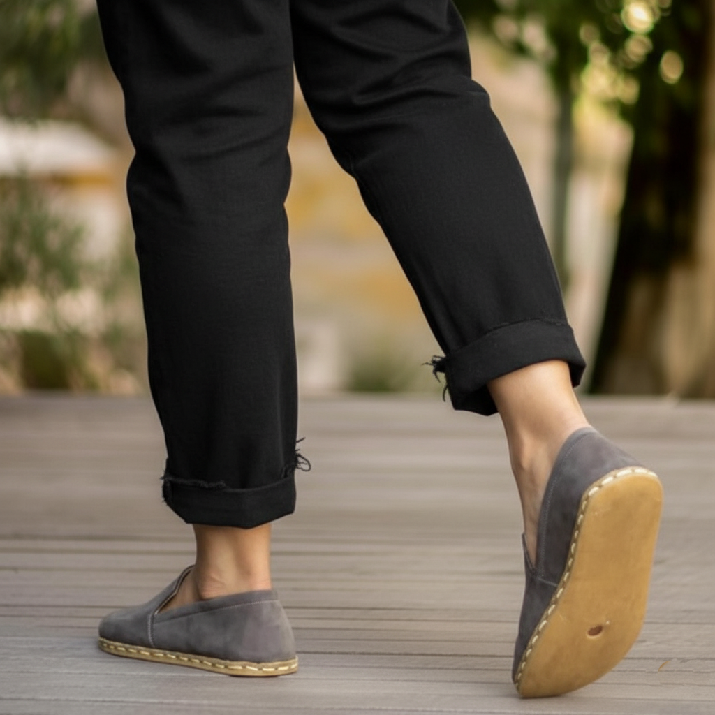 Women Barefoot Nubuck Gray Loafers