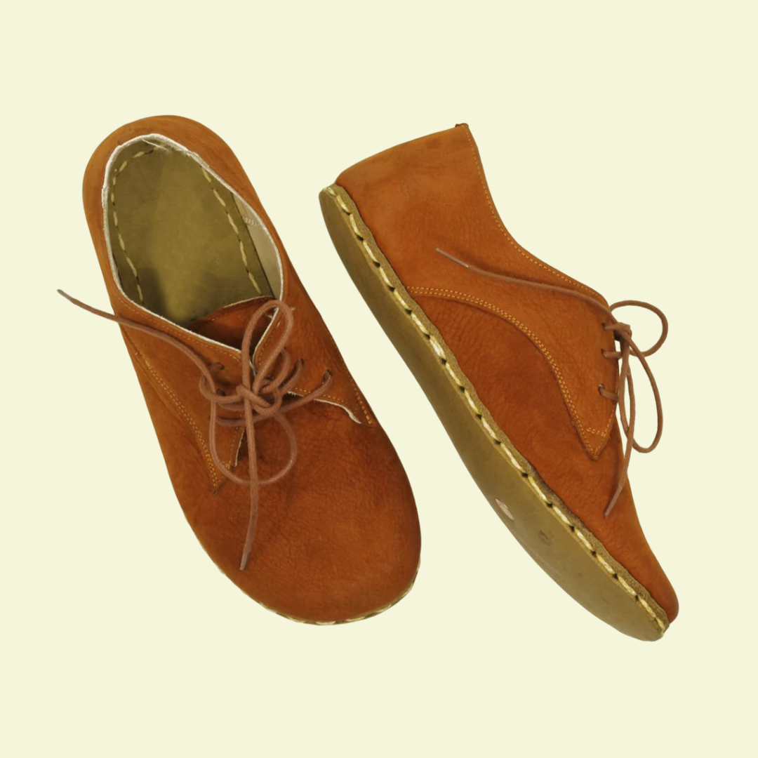 Women Barefoot Nubuck Orange Oxford Shoes