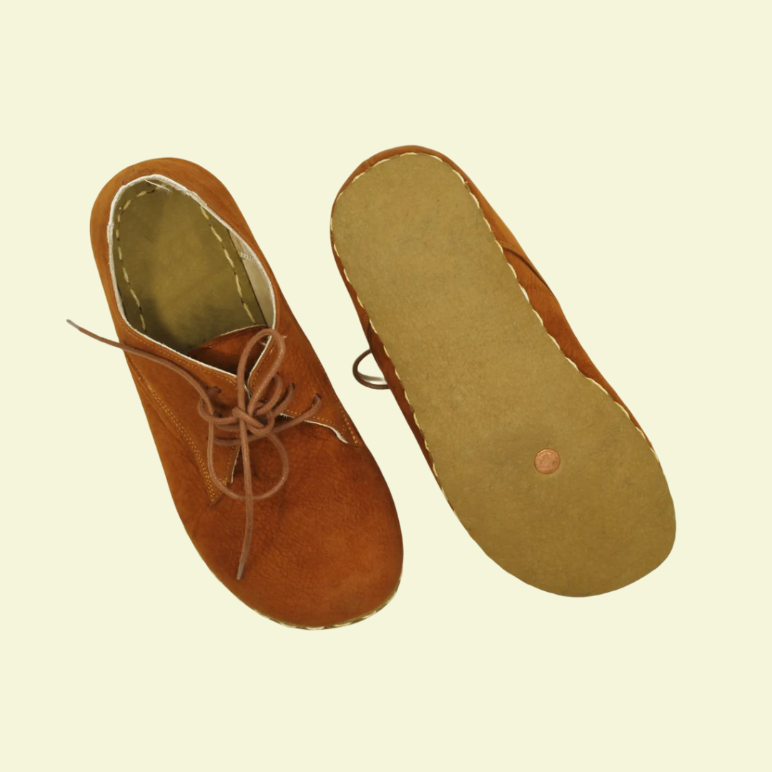 Women Barefoot Nubuck Orange Oxford Shoes