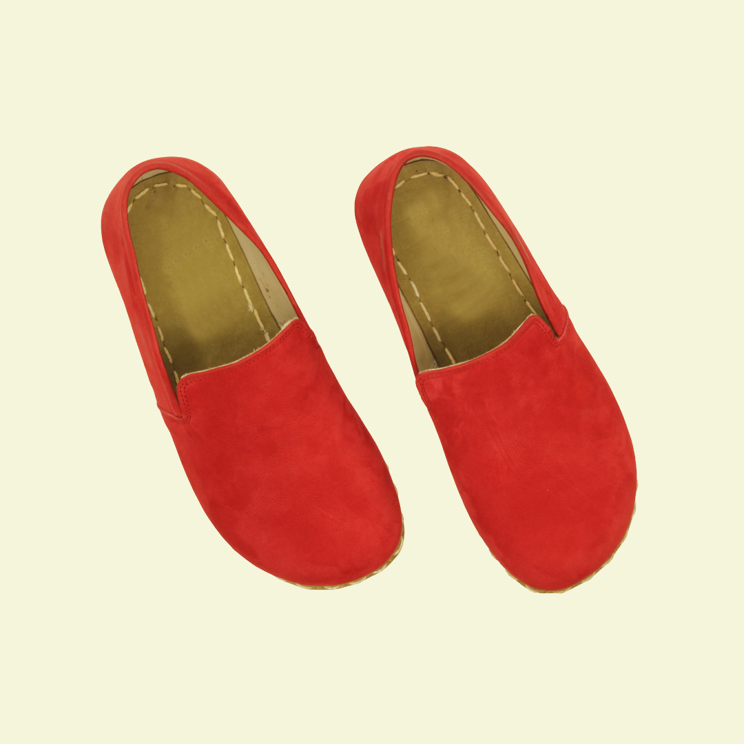 Women Barefoot Nubuck Red Loafers