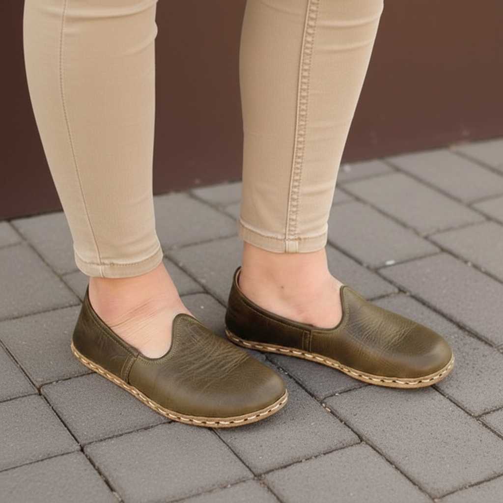 Women Barefoot Olive Green Slip On Shoes