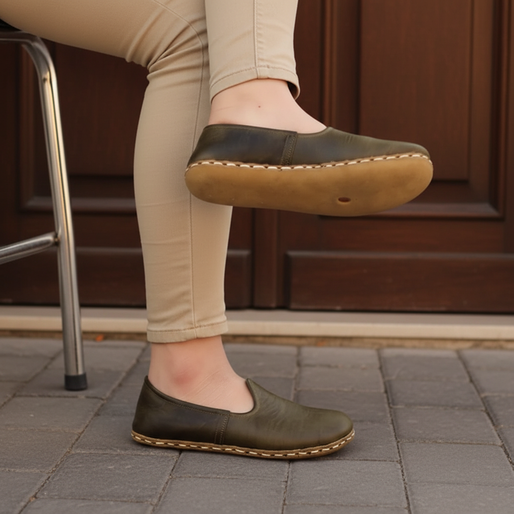 Women Barefoot Olive Green Slip On Shoes