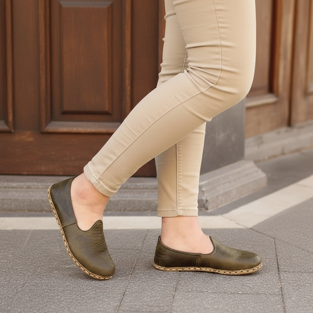 Women Barefoot Olive Green Slip On Shoes