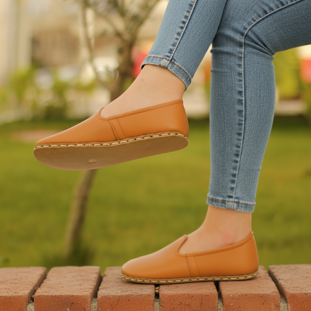 Women Barefoot Orange Slip On Shoes