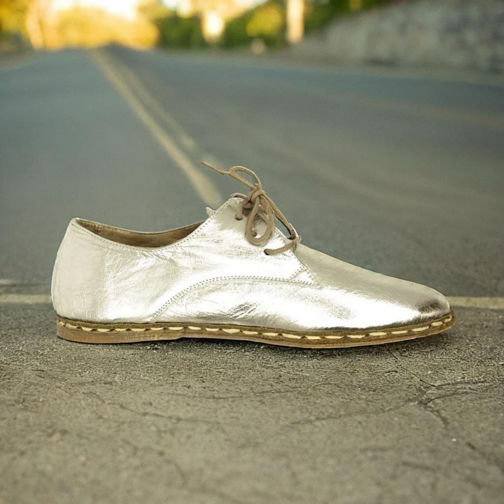 Women Barefoot Silver Oxford Shoes
