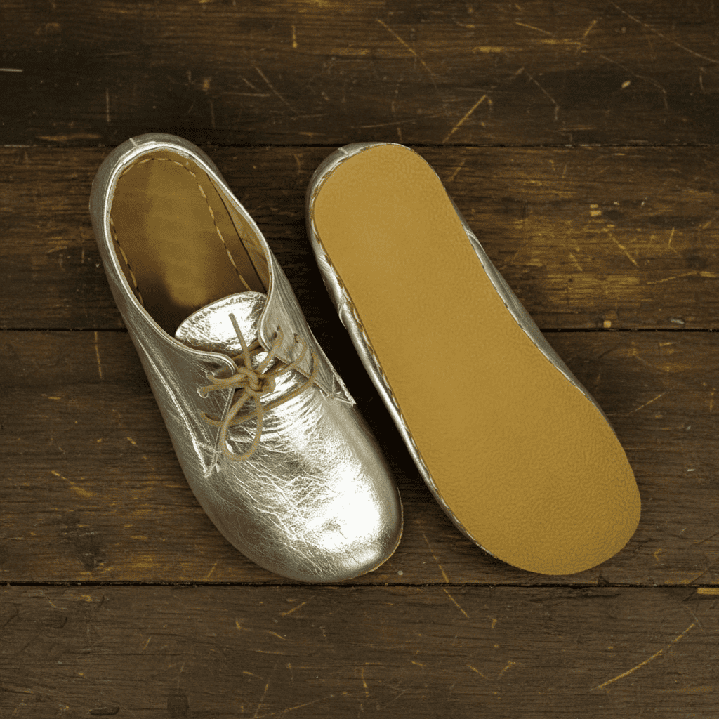 Women Barefoot Silver Oxford Shoes