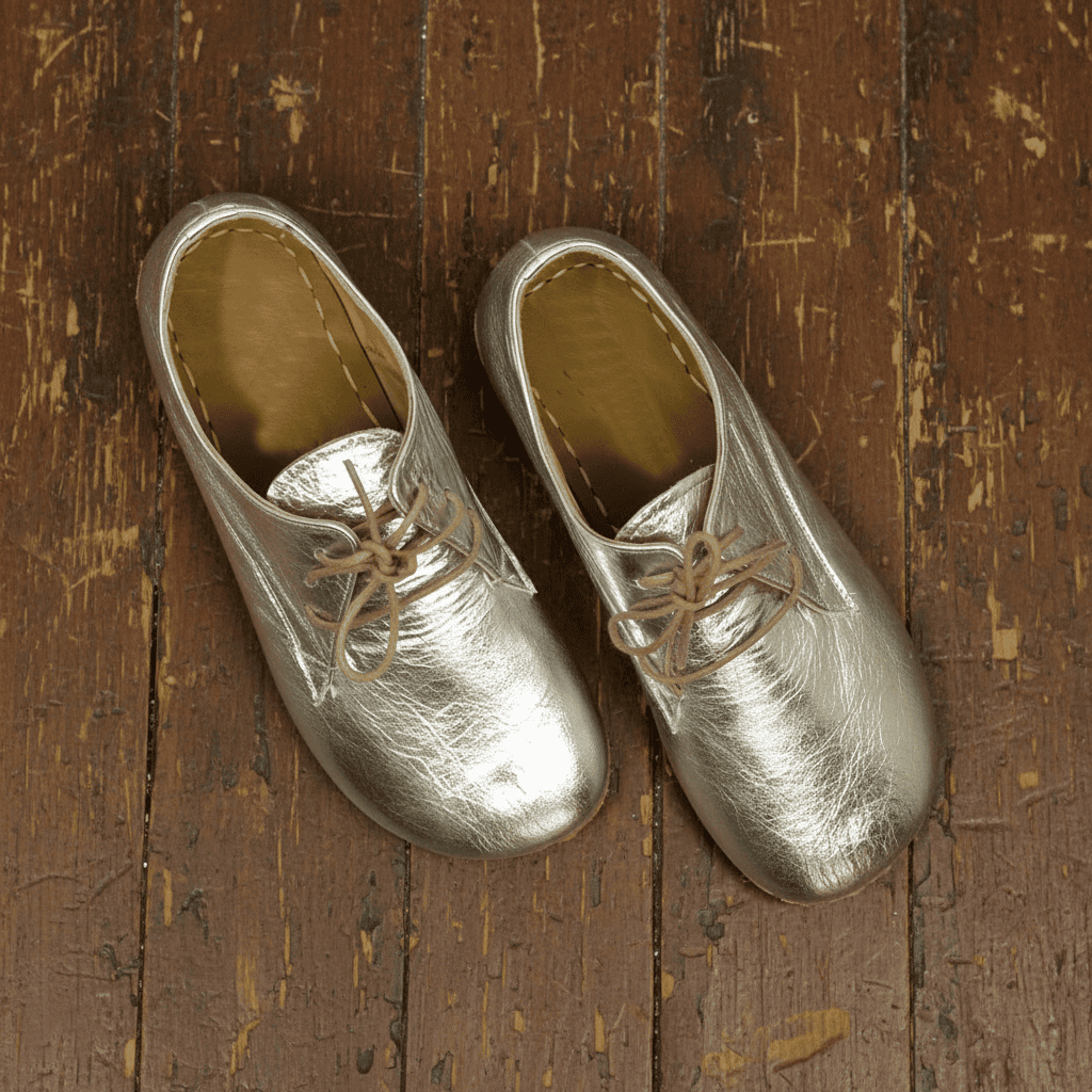 Women Barefoot Silver Oxford Shoes
