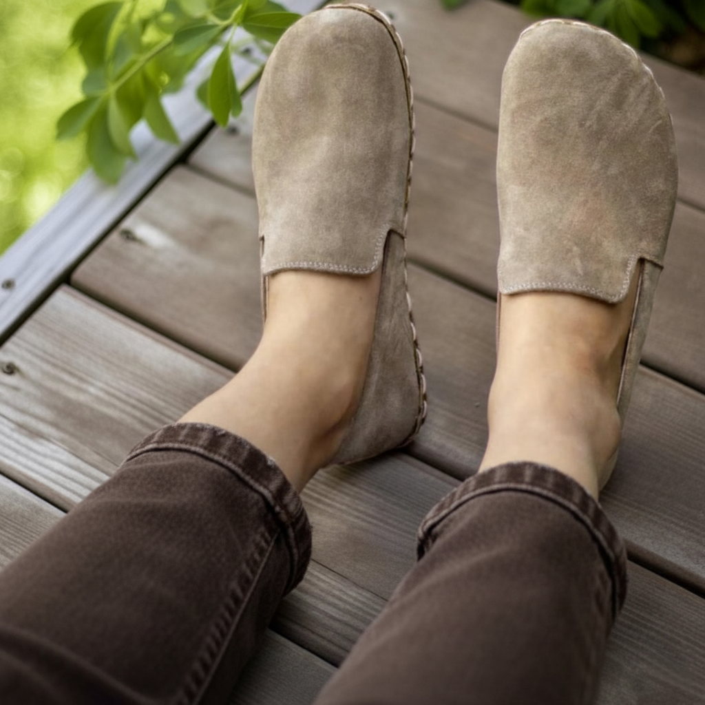 Women Barefoot Suede Brown Loafers