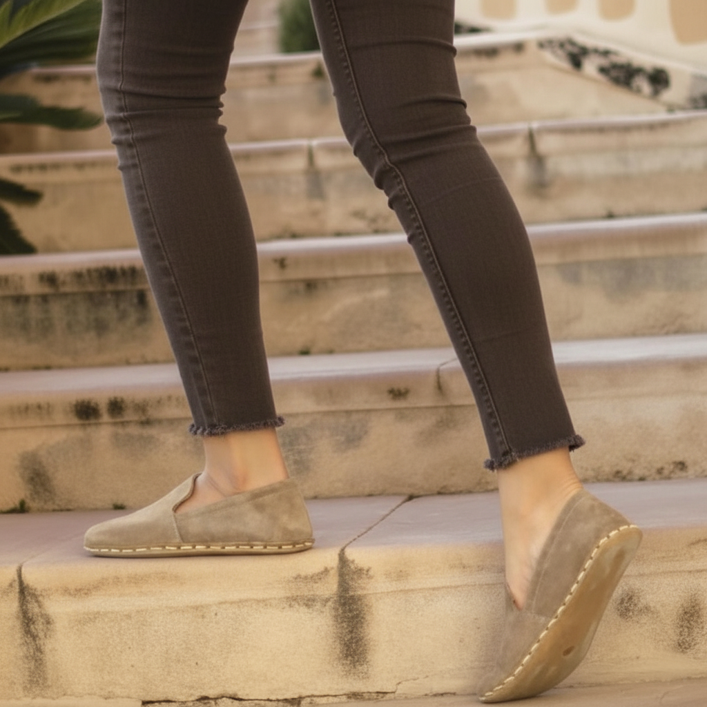 Women Barefoot Suede Brown Loafers