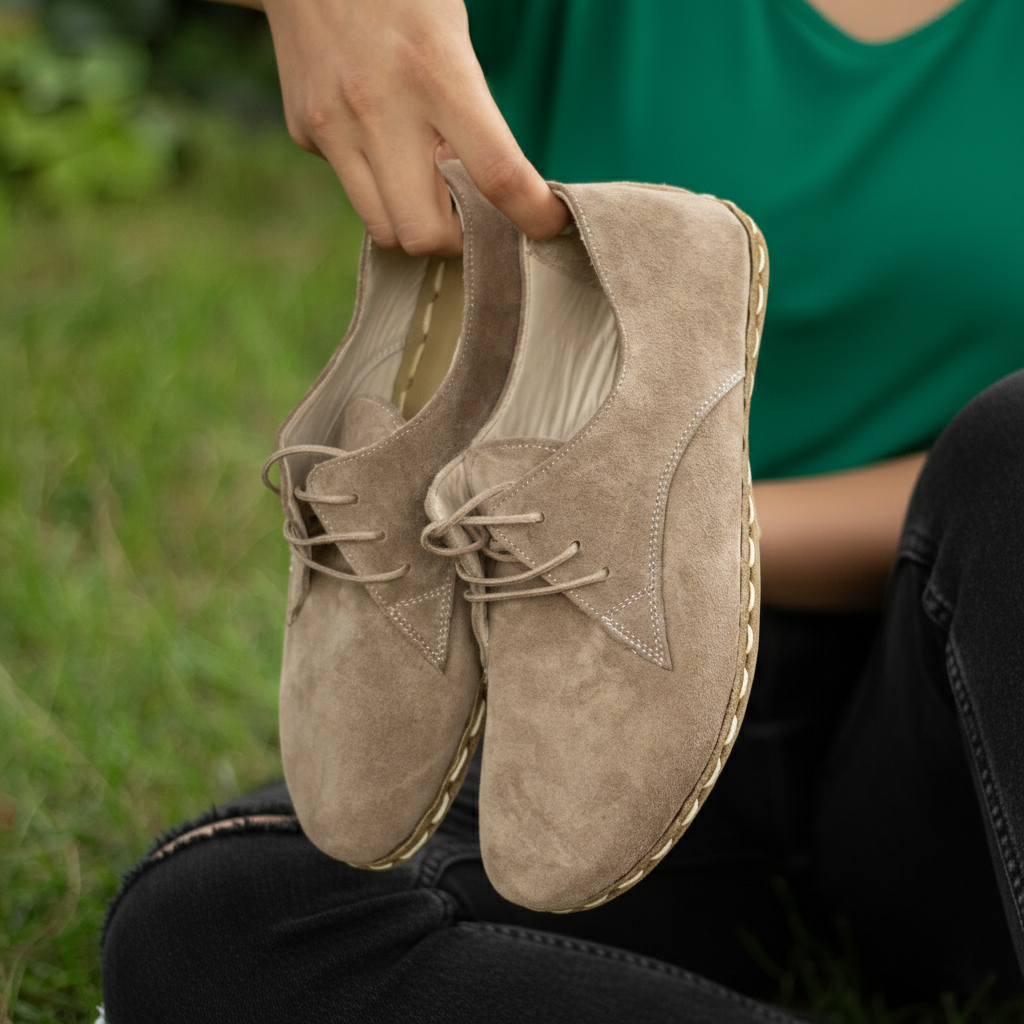 Women Barefoot Suede Brown Oxford Shoes