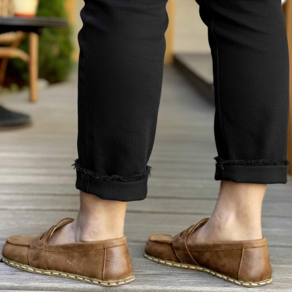 Women Barefoot Matte Brown Penny Loafers