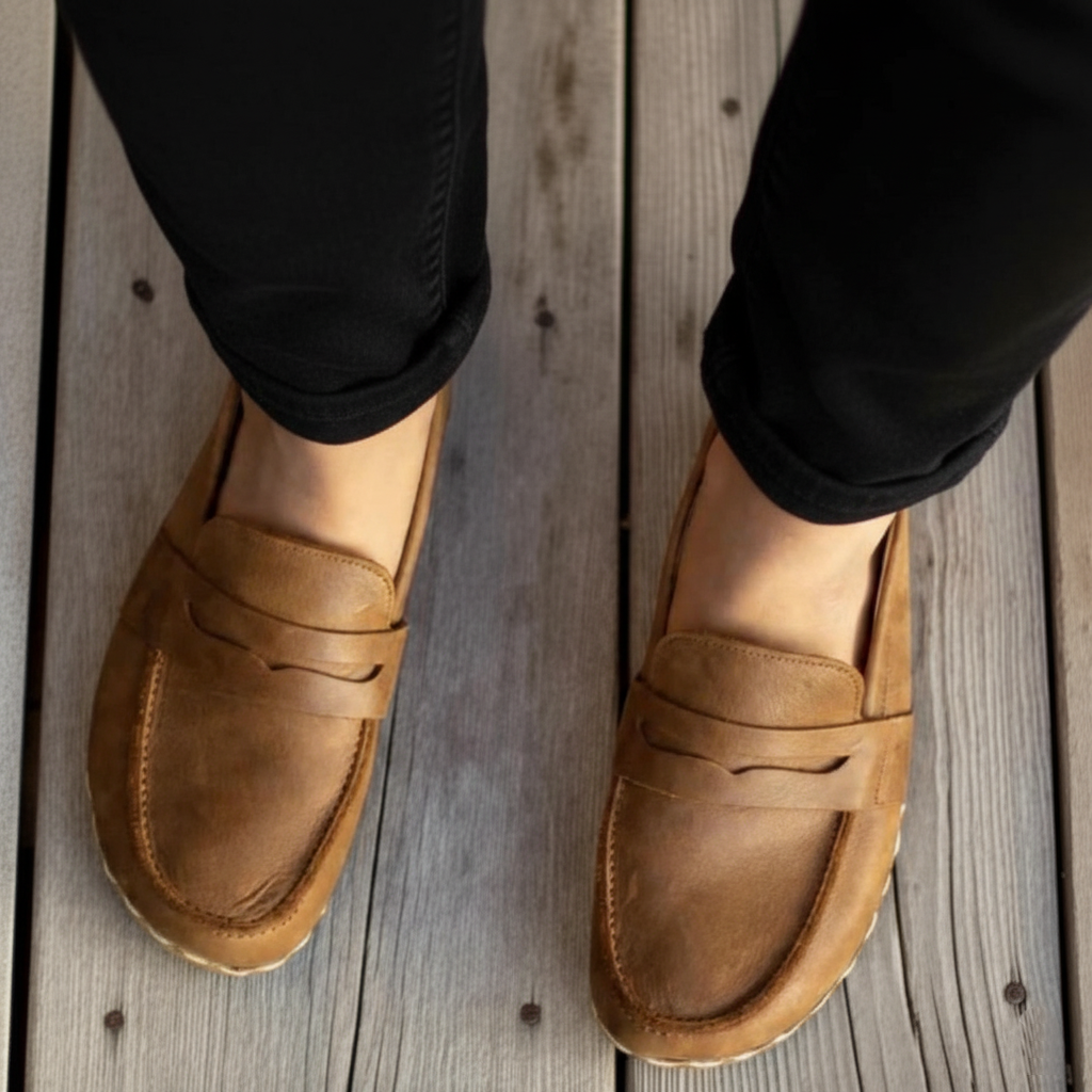Women Barefoot Matte Brown Penny Loafers