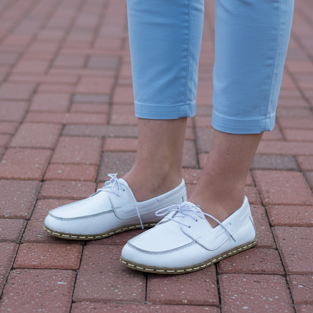 Women Barefoot White Boat Shoes