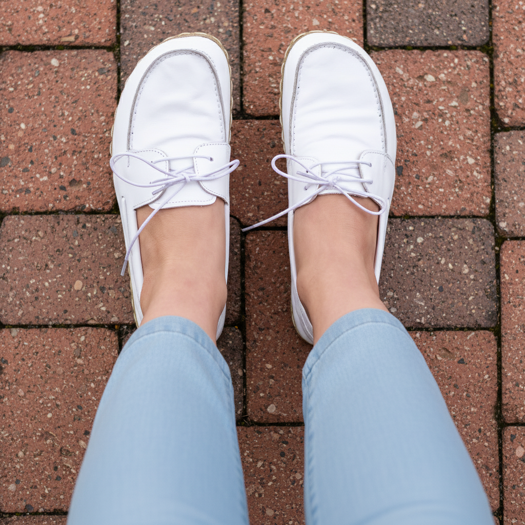 Women Barefoot White Boat Shoes