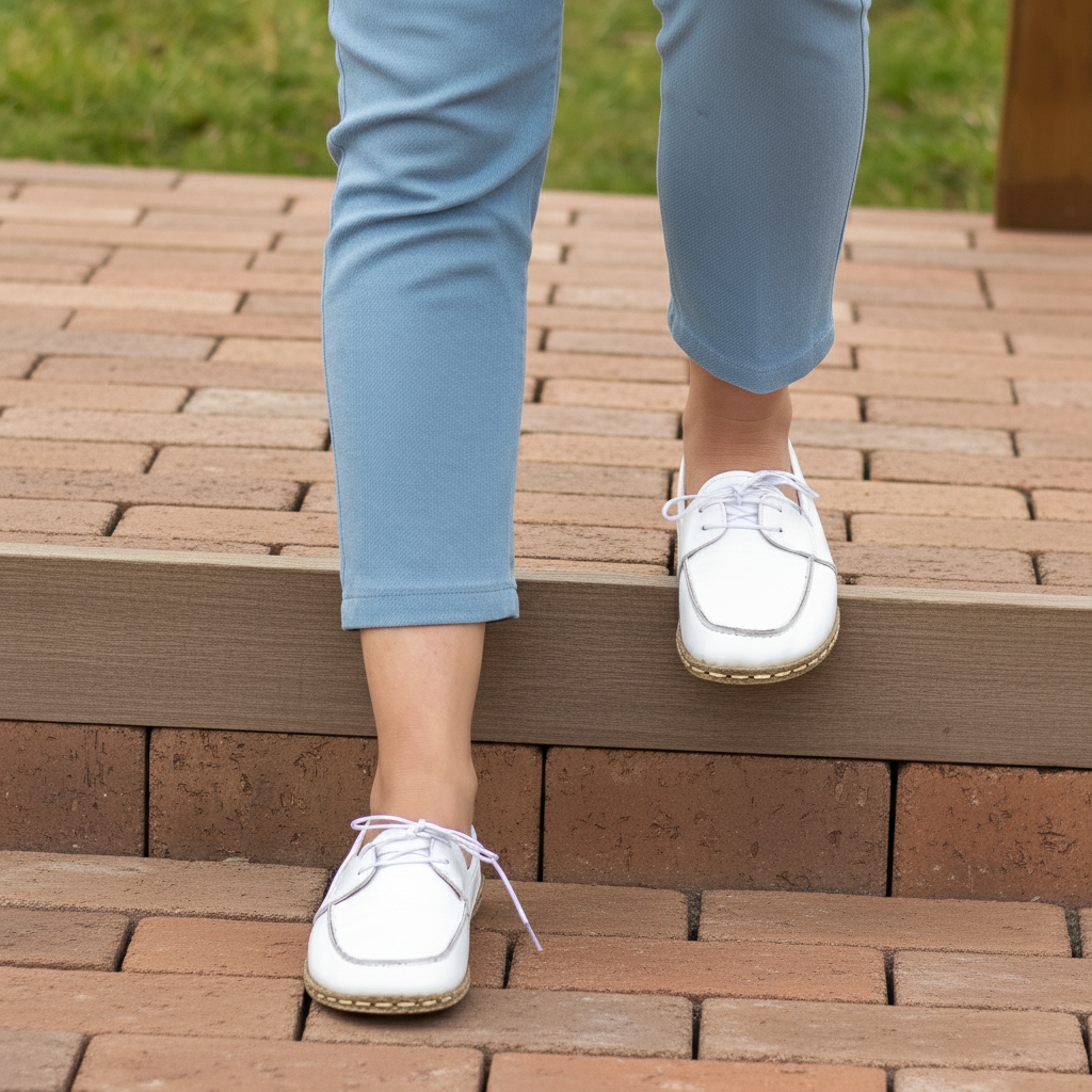 Women Barefoot White Boat Shoes