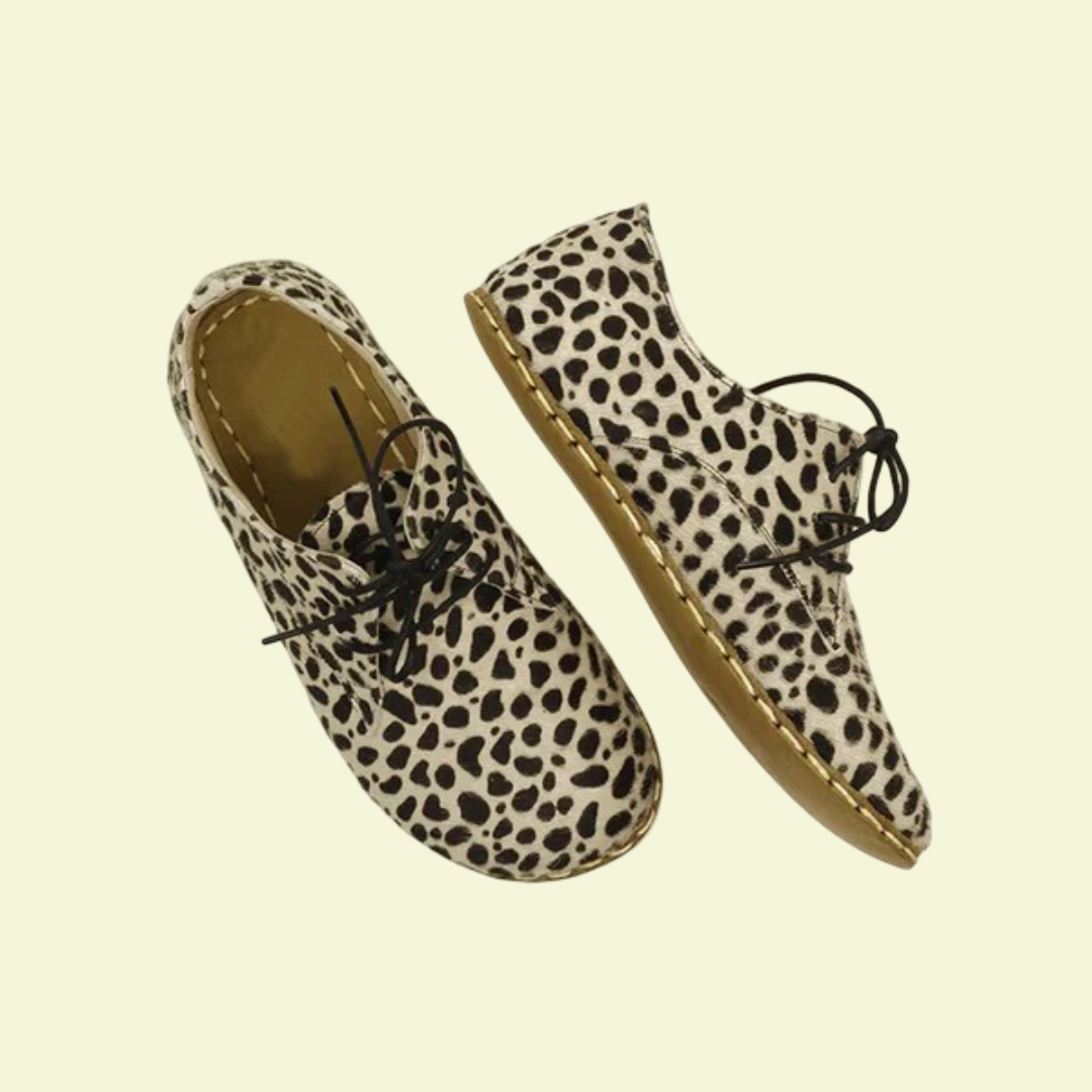 Women Barefoot White Leopard Oxford Shoes