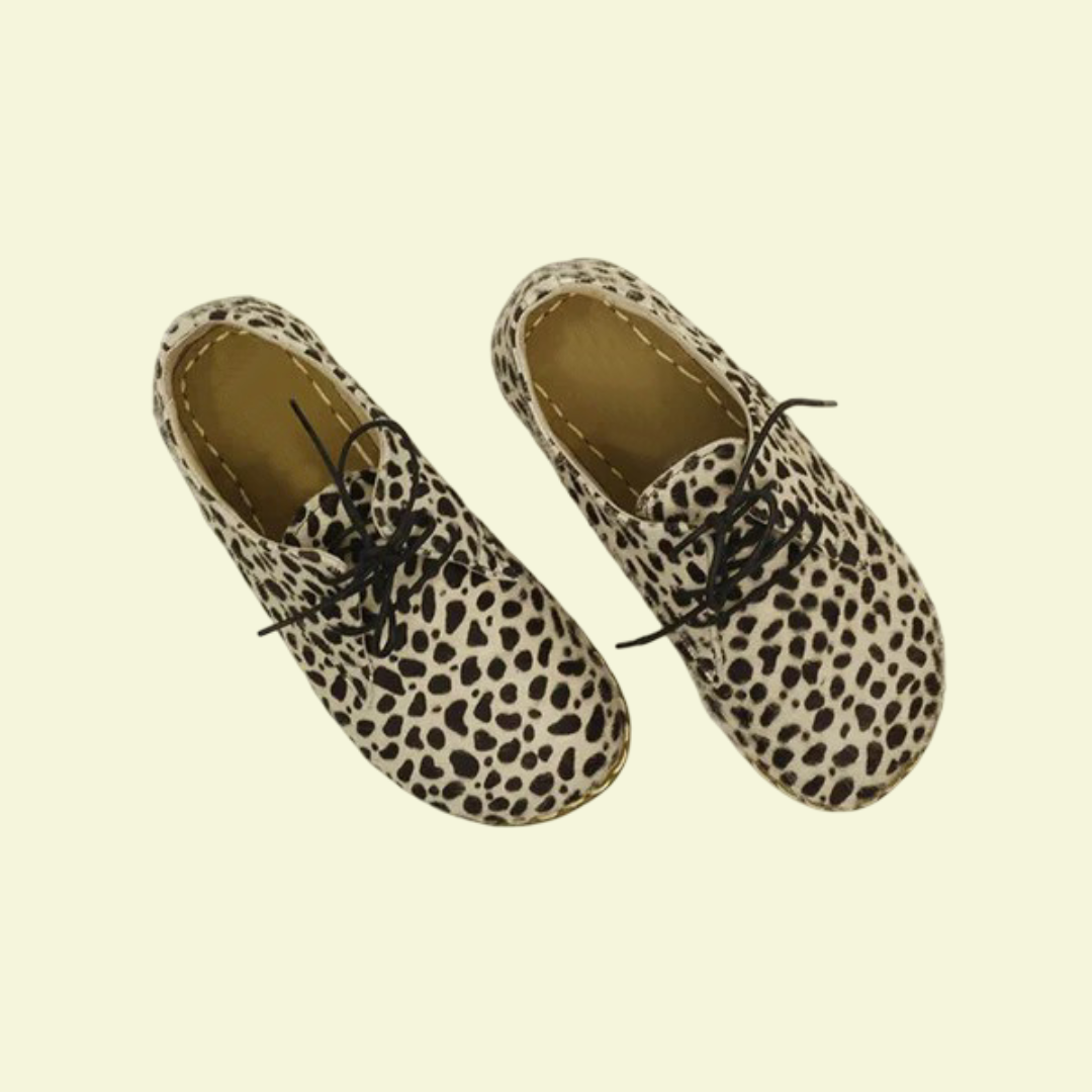 Women Barefoot White Leopard Oxford Shoes