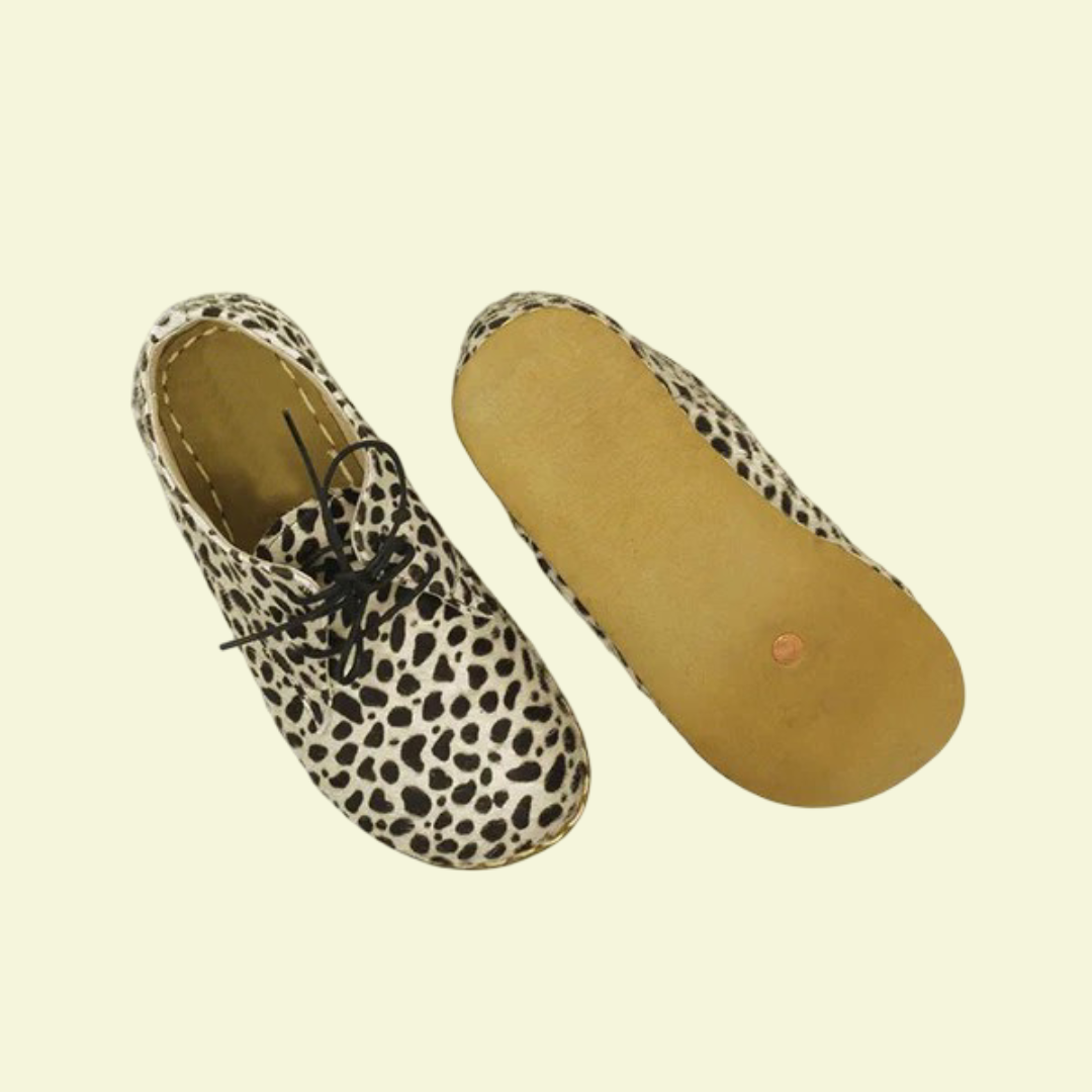 Women Barefoot White Leopard Oxford Shoes