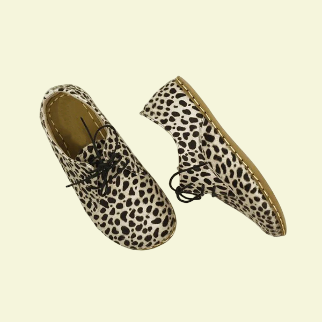 Women Barefoot White Leopard Oxford Shoes