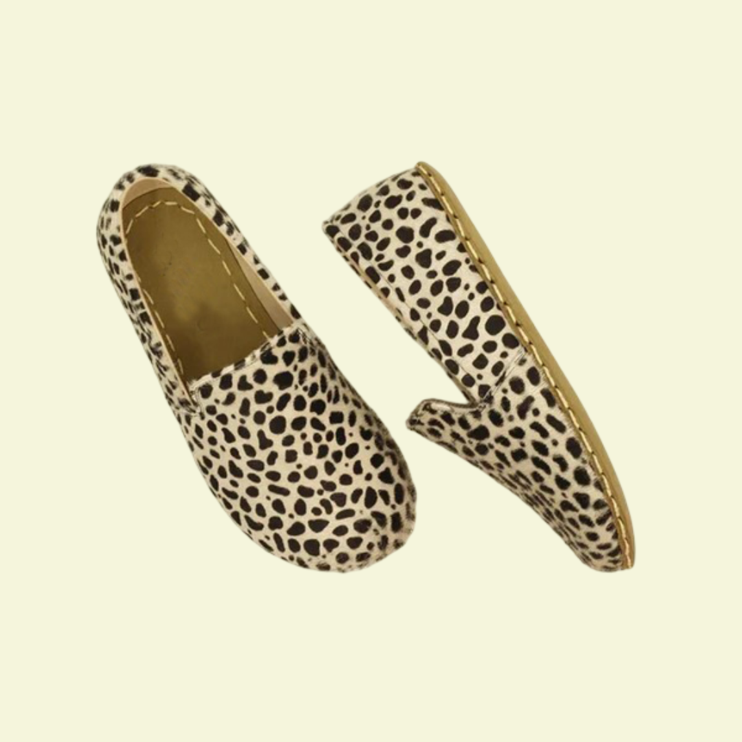 Women Barefoot White Leopard Print Loafers