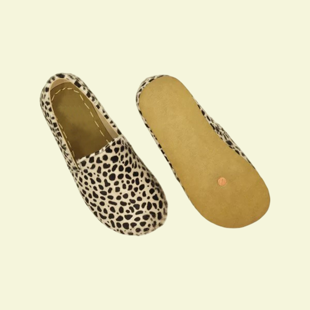 Women Barefoot White Leopard Print Loafers