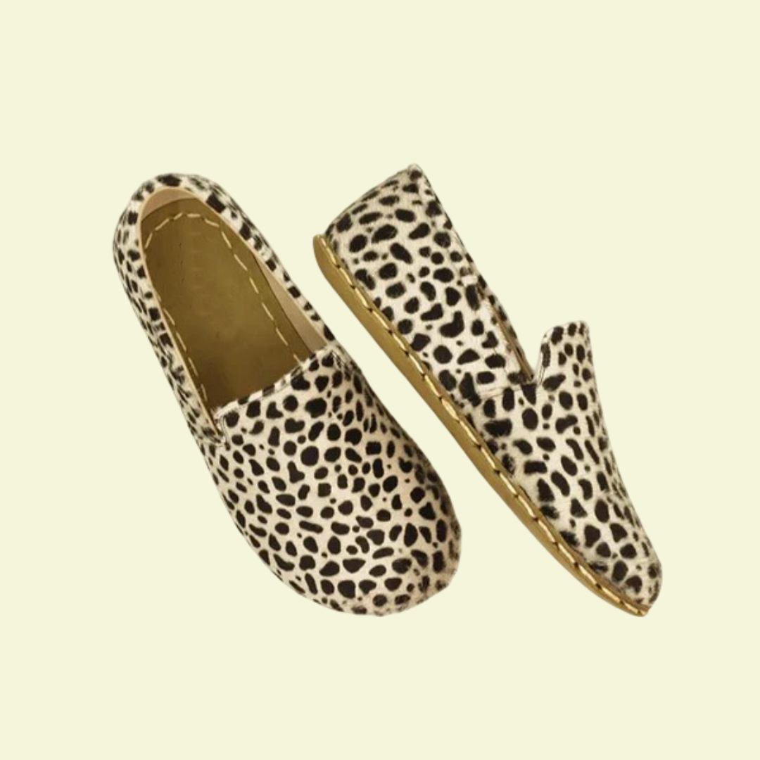 Women Barefoot White Leopard Print Loafers