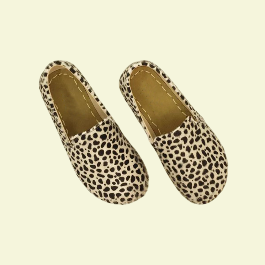 Women Barefoot White Leopard Print Loafers