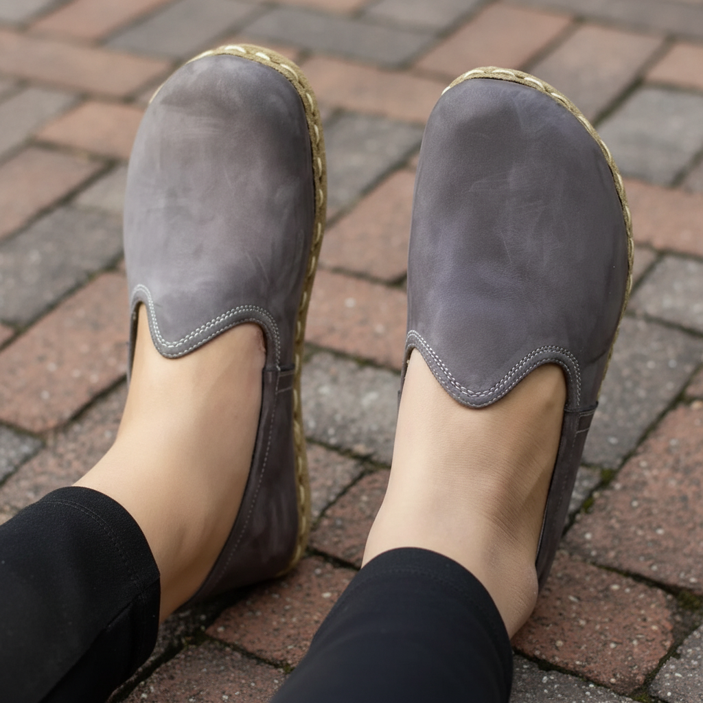 Women Nubuck Barefoot Gray Slip On Shoes