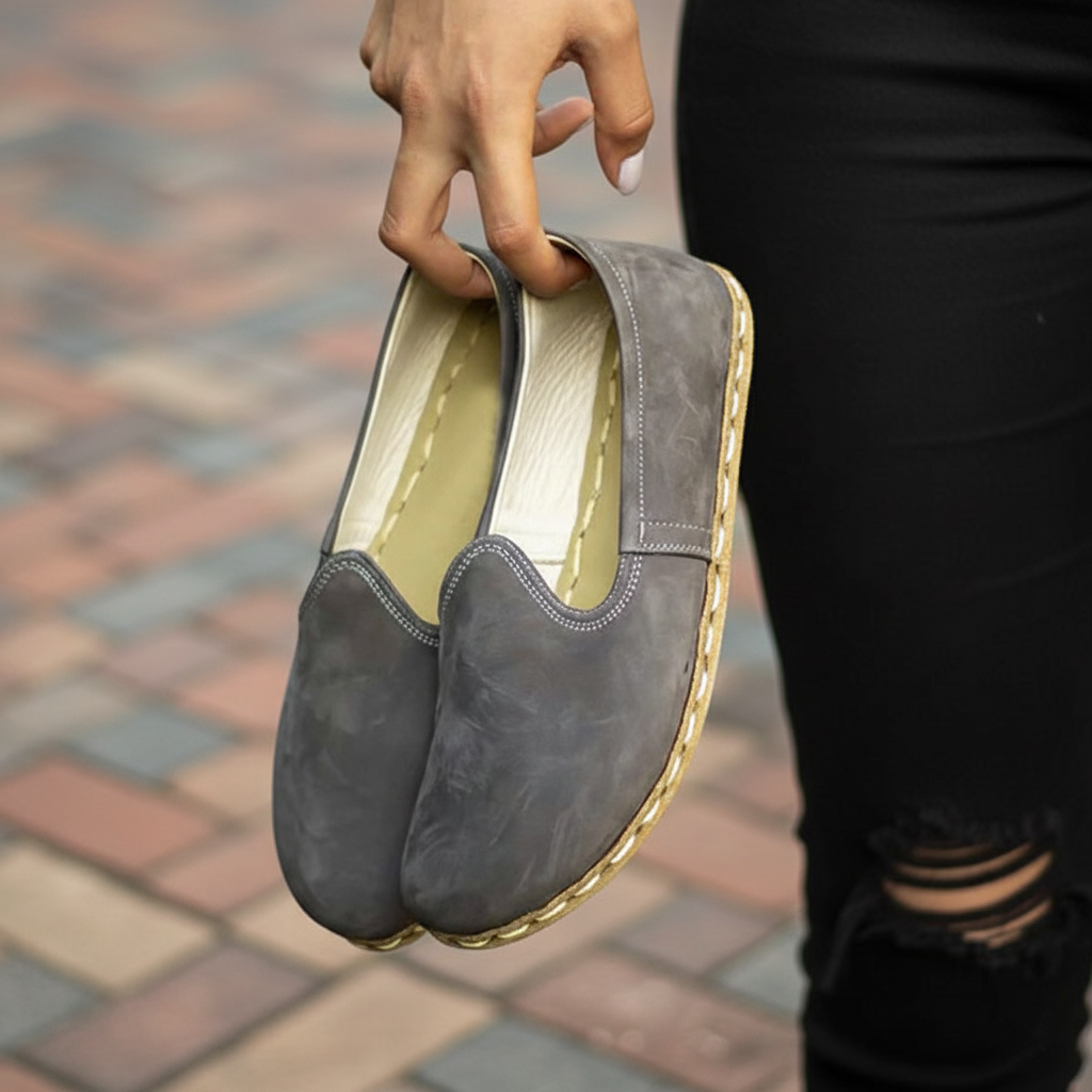 Women Nubuck Barefoot Gray Slip On Shoes