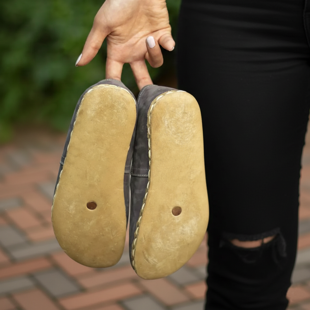 Women Nubuck Barefoot Gray Slip On Shoes