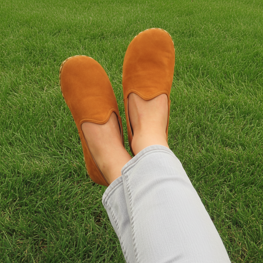 Women Nubuck Barefoot Orange Slip On Shoes