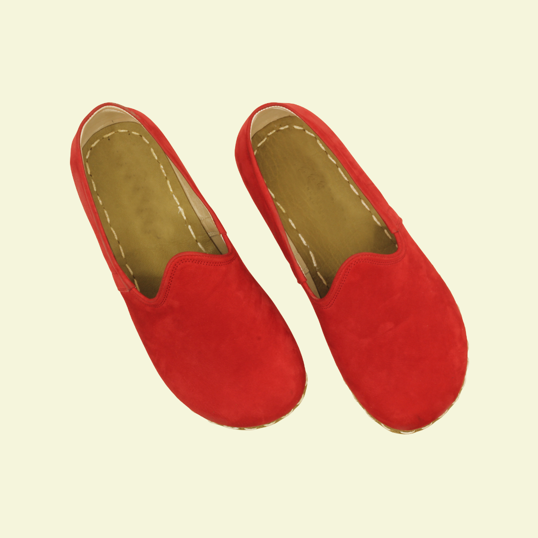 Women Nubuck Barefoot Red Slip On Shoes