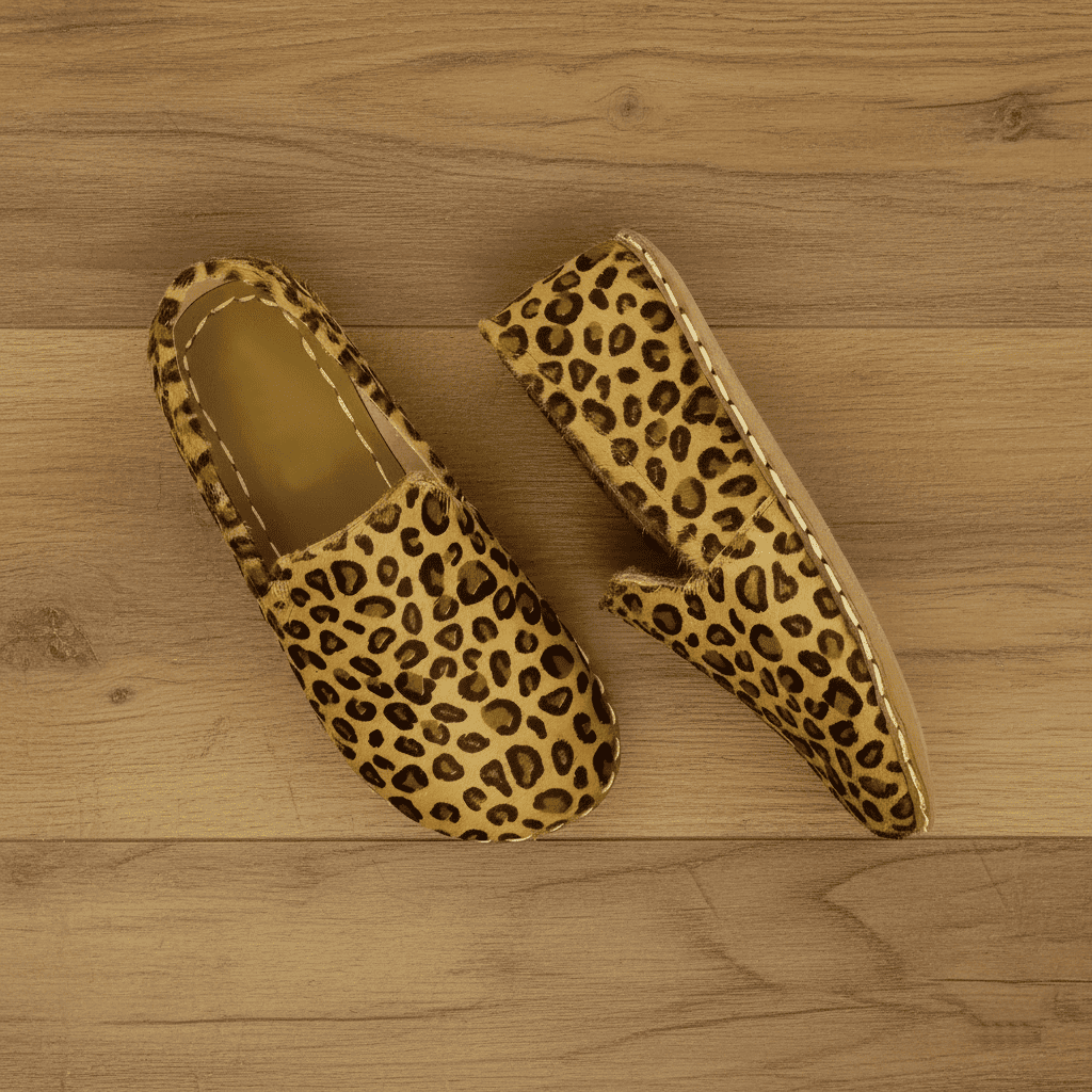 Yellow Leopard Print Barefoot Loafers Men