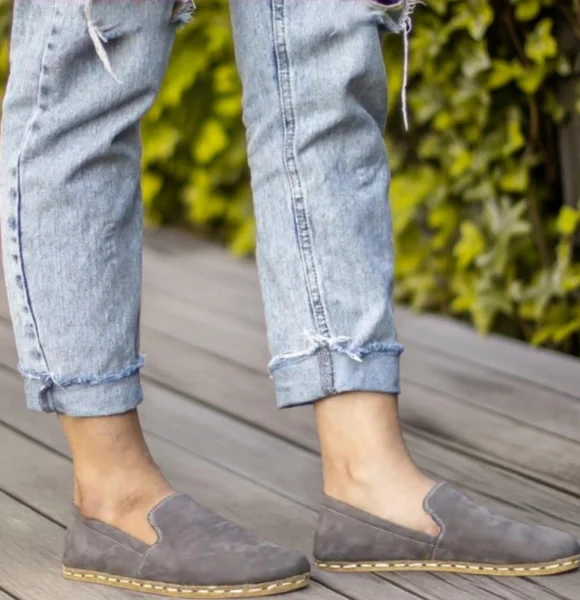 Women-Handmade-Gray-Nubuck-Barefoot-Loafers