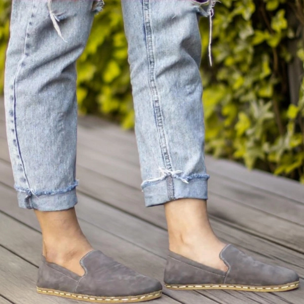 Women-Handmade-Gray-Nubuck-Barefoot-Loafers