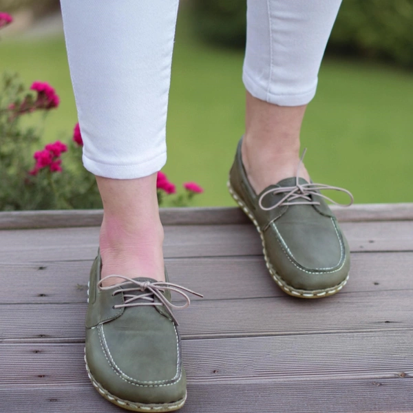 Handmade-Green-Barefoot-Boat-Shoes-for-Women